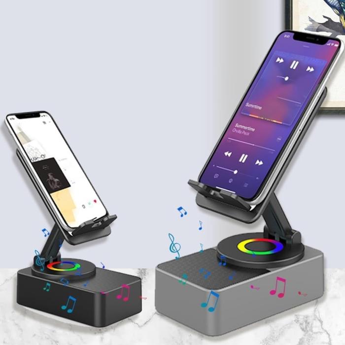 3 In 1 Multifunctional Foldable 360° Rotation Phone Holder With Bluetooth Speaker & Power Bank