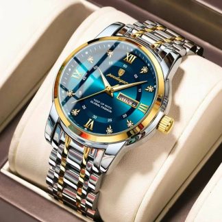 Poedagar-666 New Exclusive Design,stainless steel,Waterproof Watch for Men (Silver blue)