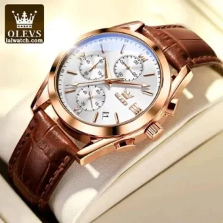 OLEVS 2871 Luxury Fitness Wrist Watch coffee white